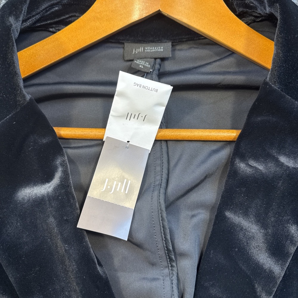 J Jill Velvet Blazer Womens Size XL Black Silk Blend One Button Pockets Elegant - Picture 4 of 8